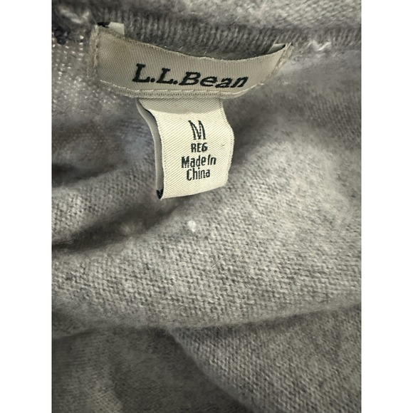 L.L. Bean 100% Cashmere Gray Open Front Cardigan Sweater Women's Medium Pockets - Picture 8 of 16